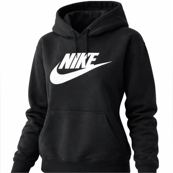 Nike Club Fleece Hoodie Women’s Plus Size 1X Black Pullover Sweatshirt - Picture 2 of 2